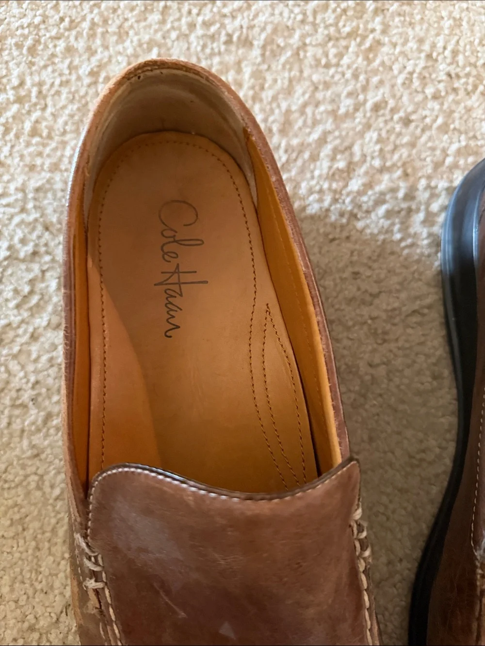 Cole Haan Men's Tan Brown Leather Slip-On Loafers